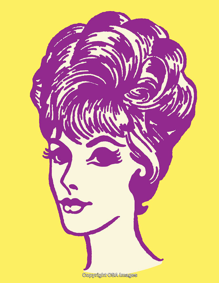 Bright Pop Art Illustration of a Retro Woman's Portrait in Bold Colors