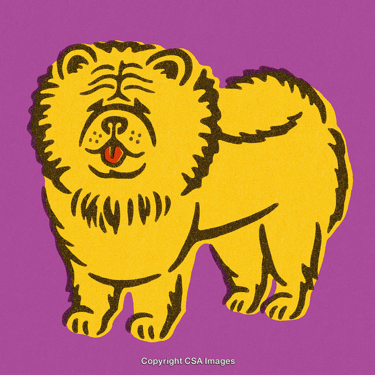 Colorful Illustration of a Happy Dog on a Vibrant Purple Background