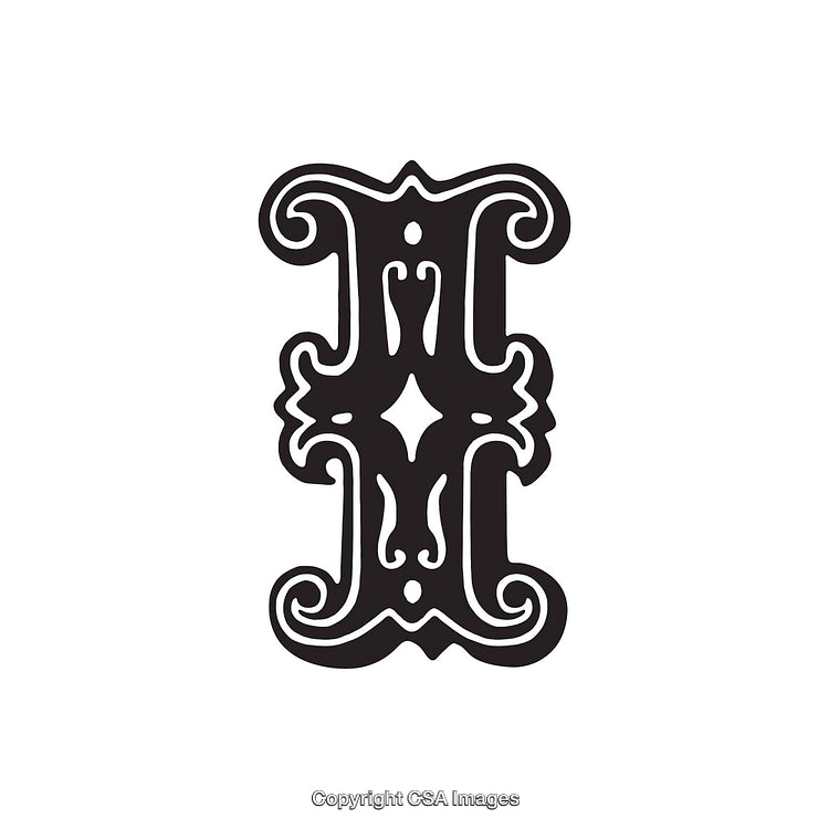 Ornate Black Letter I with Decorative Antique Style Design