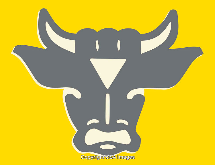 Minimalistic Grey Bull Illustration on a Bright Yellow Background