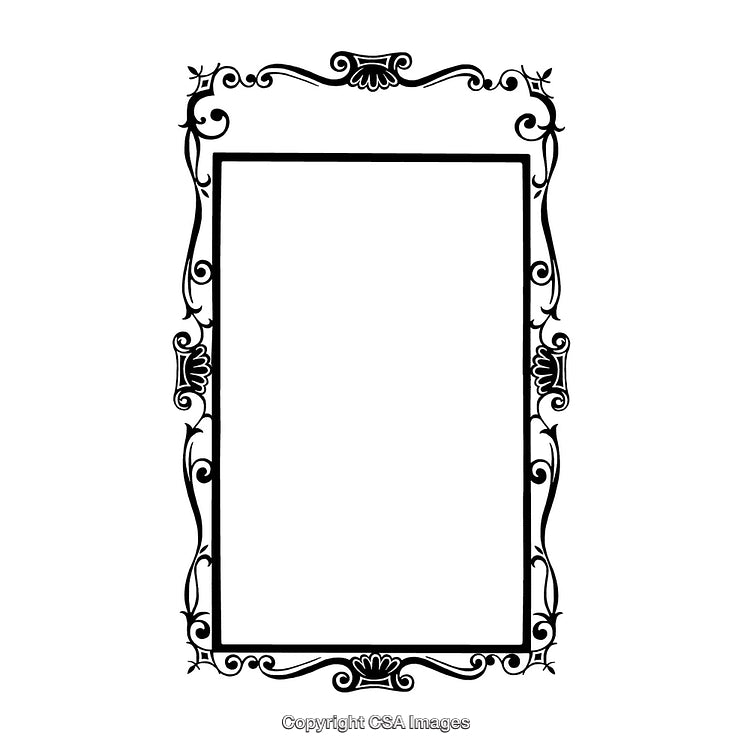 Ornate Black and White Decorative Border Design with Elegant Details