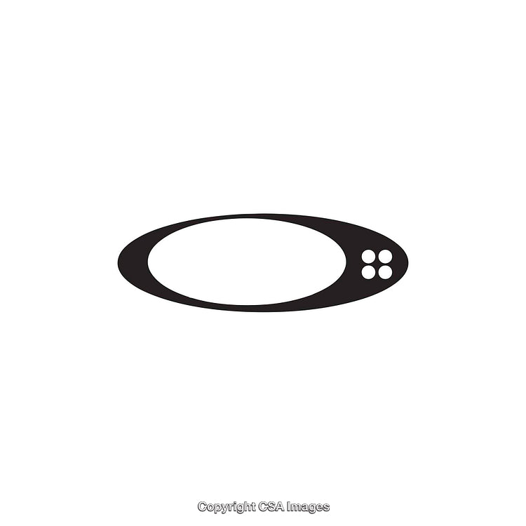 Black Oval Shape with Four Dots on White Background