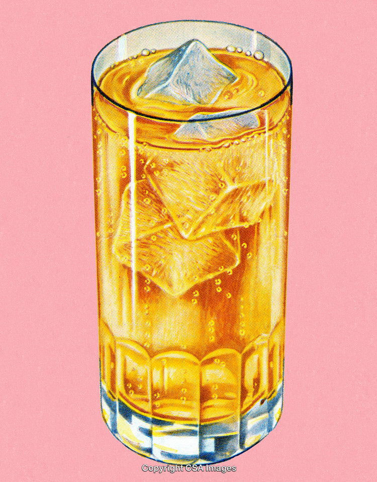 Refreshing Glass of Iced Tea with Bubbles on Pink Background