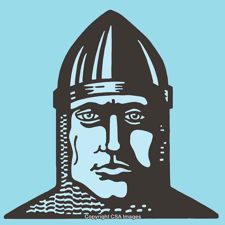 Classic Styled Line Art Depiction of a Medieval Warrior