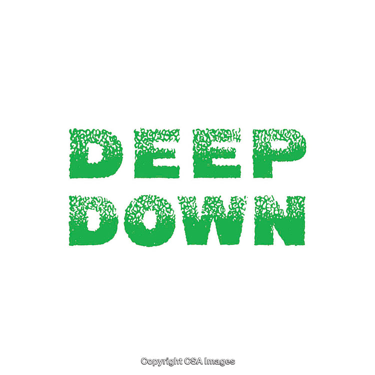 Green Text Design Featuring the Words 'Deep Down' on White Background