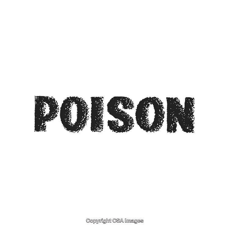 Black Text Sign Reading 'Poison' on White Background Showing Warning