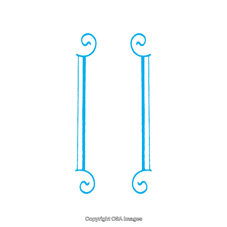 Blue Ornamental Border Elements with Swirled Designs and Smooth Lines