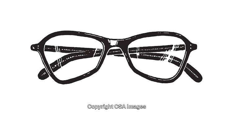 Black and White Line Art Illustration of Classic Eyeglasses