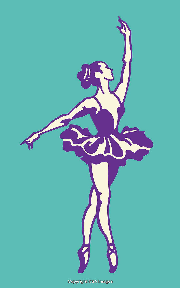 Elegant Line Art Ballet Dancer Illustration on Vibrant Backdrop