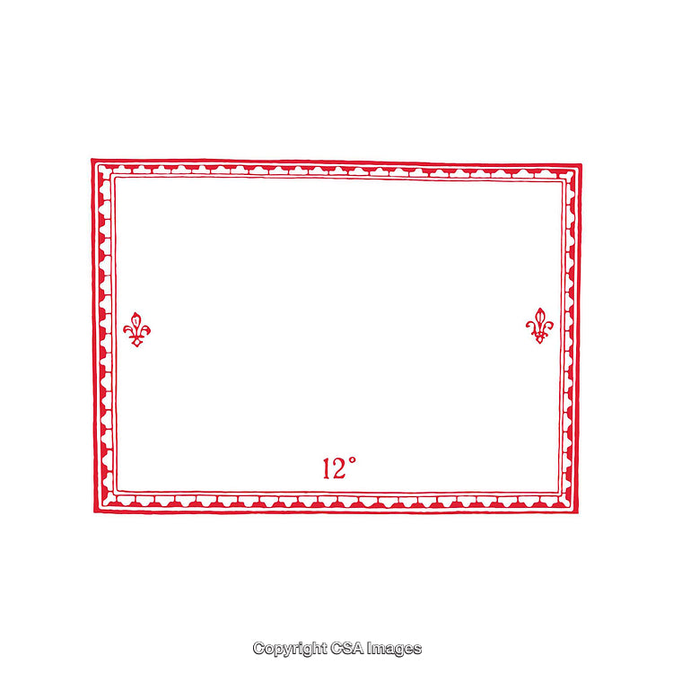 Decorative Red Frame with Ornamental Accents on White Background