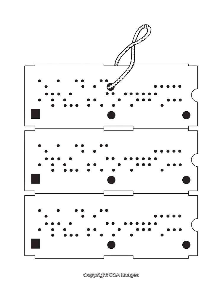 Set of Three Vintage Punch Cards With String Tied Through