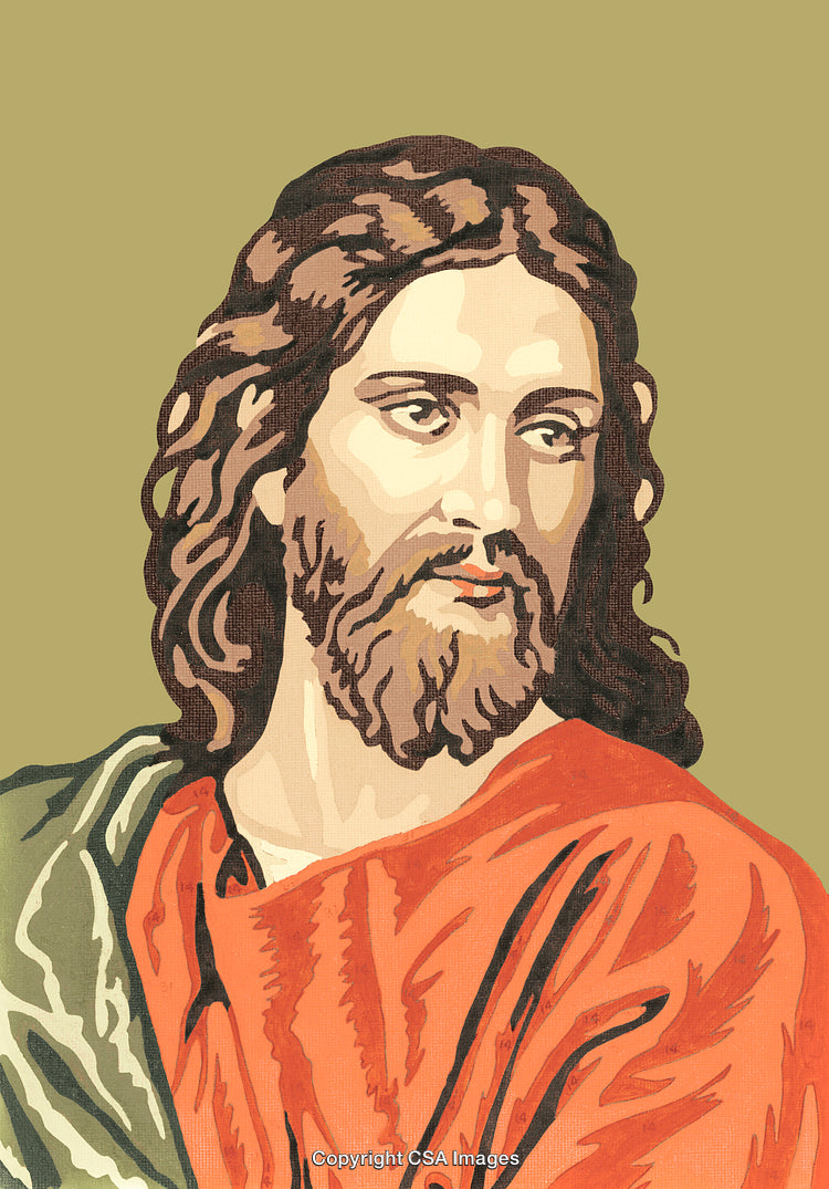 Illustration of Jesus Christ in Paint-by-Number Artistic Style