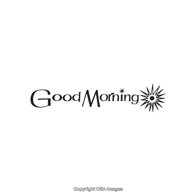 Creative Good Morning Text Design with Sunburst Graphic Element