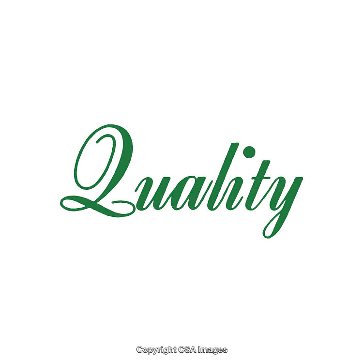 Elegant Green Typography Art Displaying the Word Quality on White Background