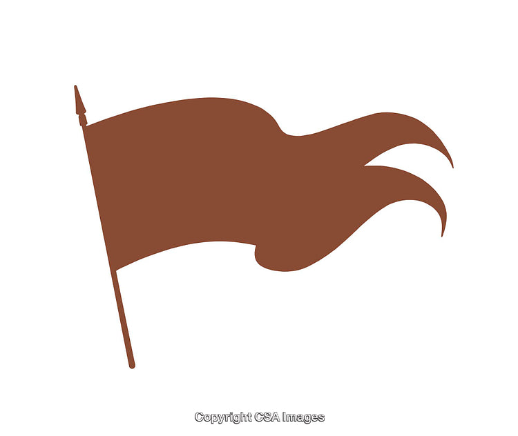 Brown Icon of a Decorative Flag with Flowing Design