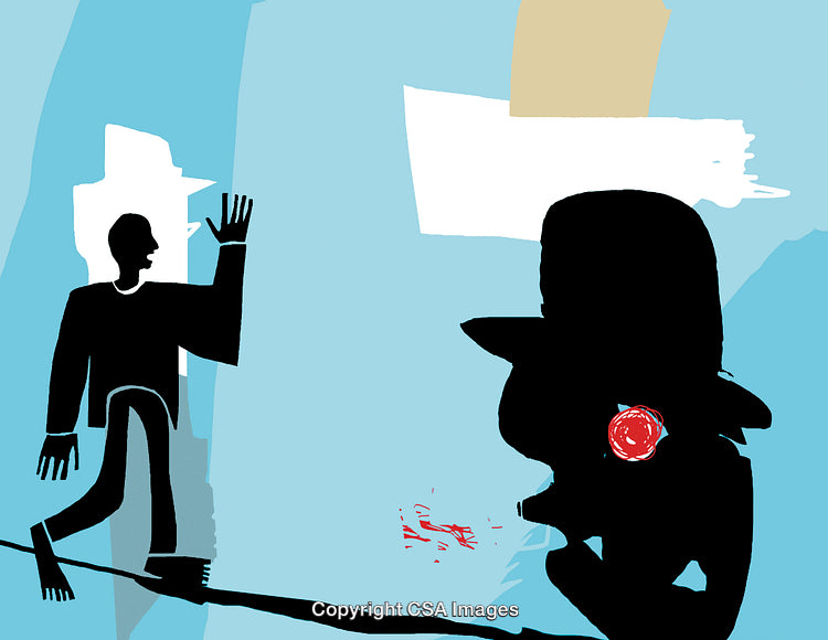 Abstract Illustration Depicting Two Figures in a Surreal Artistic Style