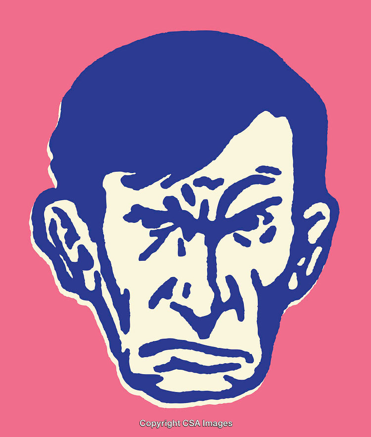 Vivid Line Art Illustration of a Contemplative Abstract Facial Design