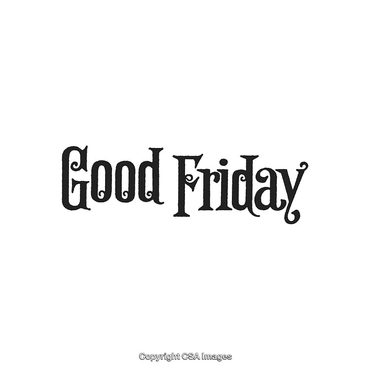 Good Friday Script Text Design in Elegant Black Typography on White Background