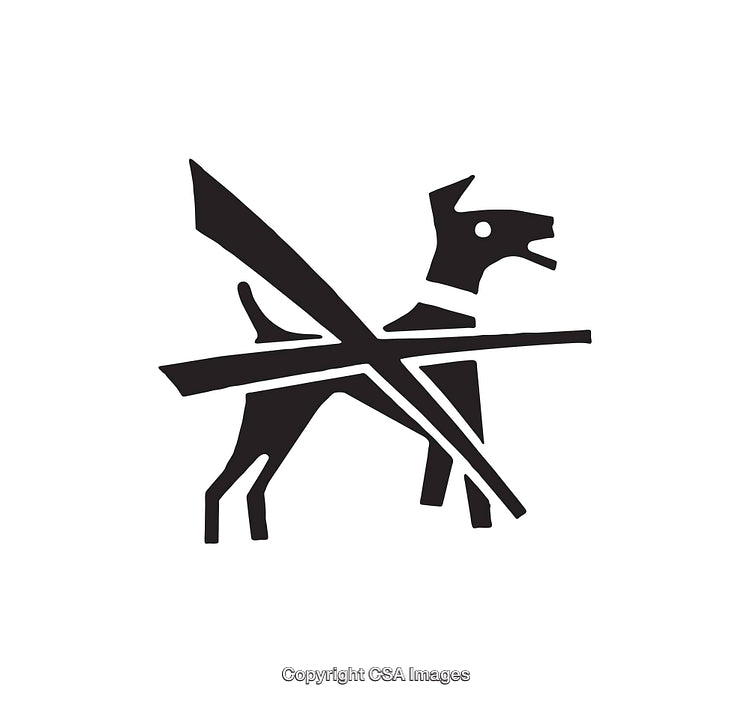 Simple Black And White Dog Prohibition Icon With Stylized Design