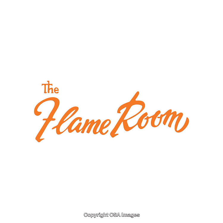 Elegant Wordmark Design Featuring 'The Flame Room' in Vibrant Orange