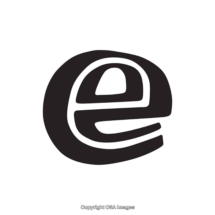 Creative Black Letter E in Unique Artistic Style on White Background