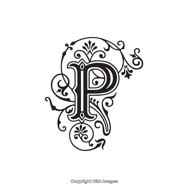 Elegantly Ornate Letter P in a Vintage Decorative Style