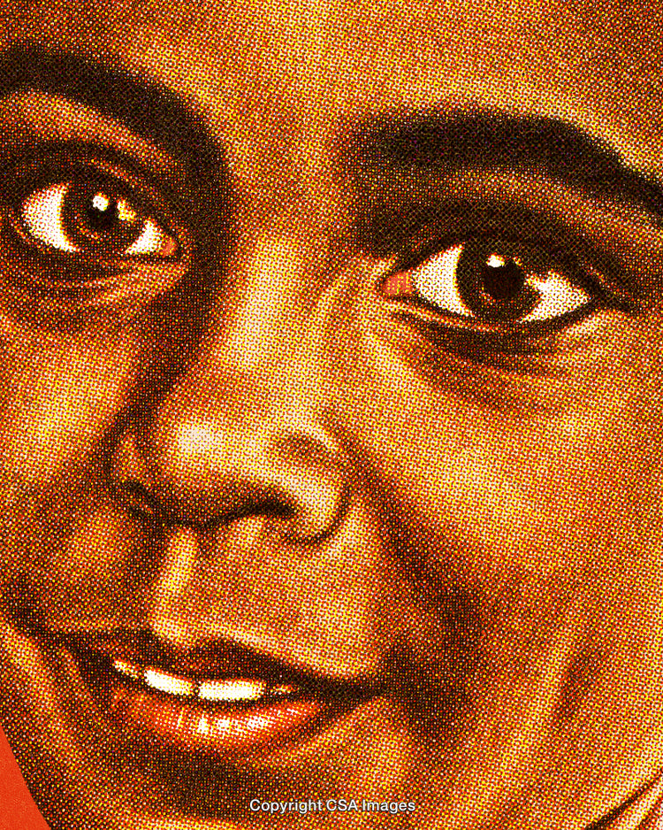 Close-Up of Retro Halftone Portrait of Smiling Face