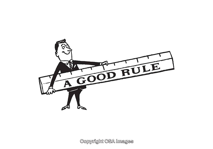 Retro Line Art of a Man with a Large Ruler