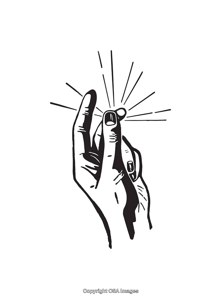 Black and White Line Art Depicting Hand Gesture in Minimalist Style
