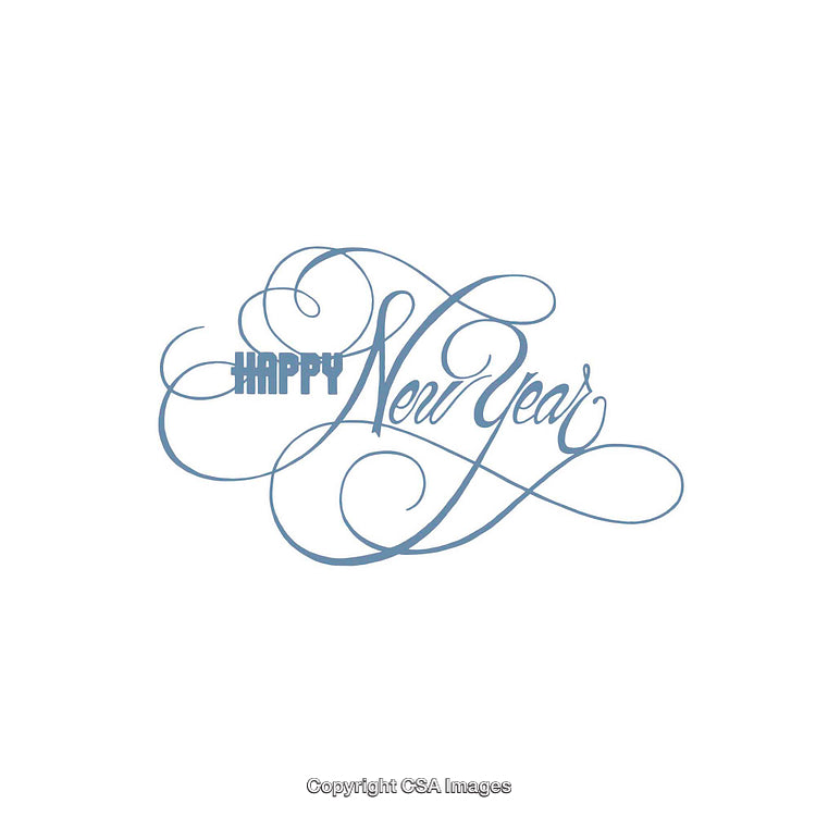 Happy New Year Design With Elegant Cursive Text in Light Blue