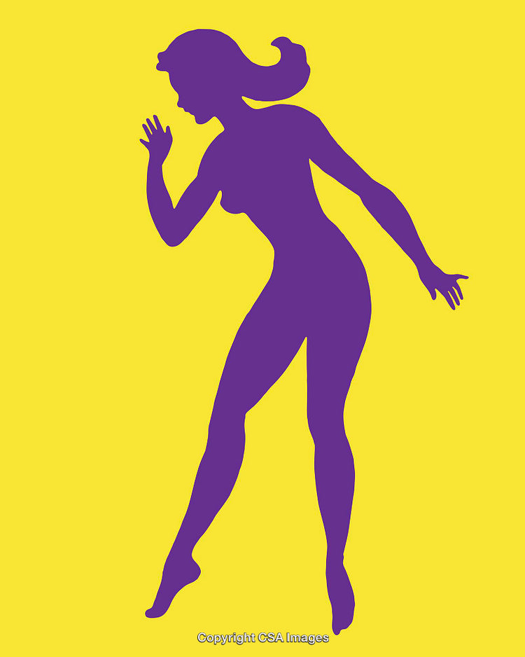 Colorful Female Silhouette on Vibrant Yellow Background
