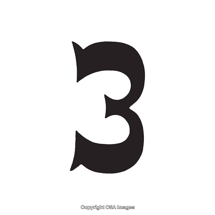 Stylized Black Number Three on a White Background
