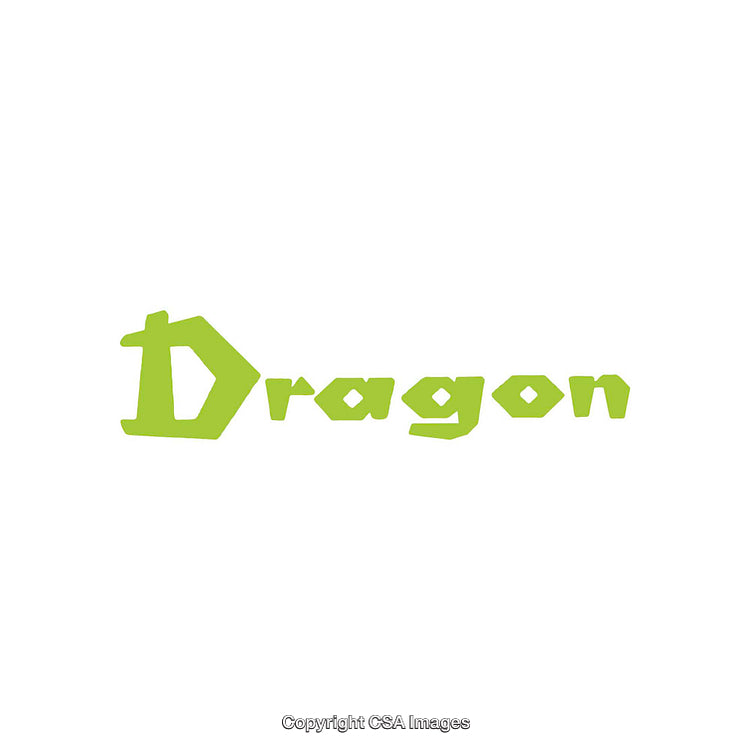Unique Green Text Art with Bold Dragon Typography on White