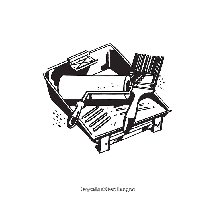 Black and White Illustration of Painting Tools Set