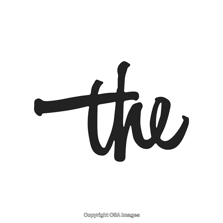 Elegant Handwritten Script of the Word 'The' on White Background