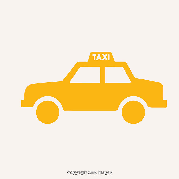 Yellow Taxi Icon in Modern Minimal Line Art Style Isolated on White
