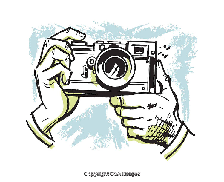 Vibrant Illustration of Retro Camera in Artistic Style with Bold Colors