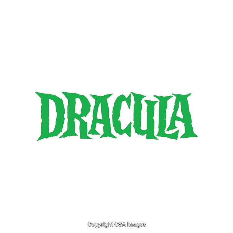 Green Dracula Text in Gothic Typeface on White Background