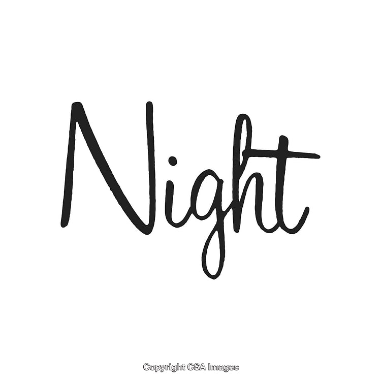 Night Text in Handwritten Style on White Background for Creative Design