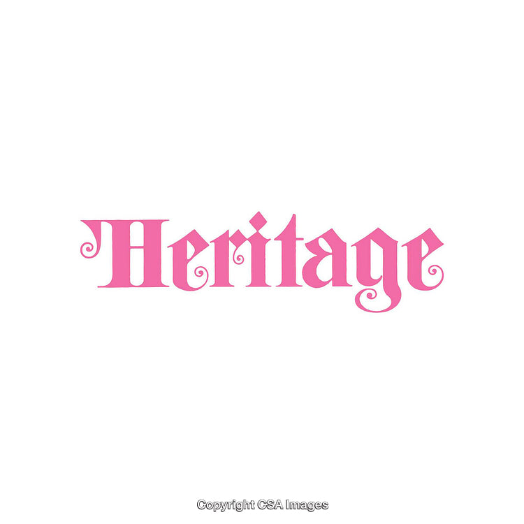 Stylized Word 'Heritage' in Pink with Decorative Typography Design