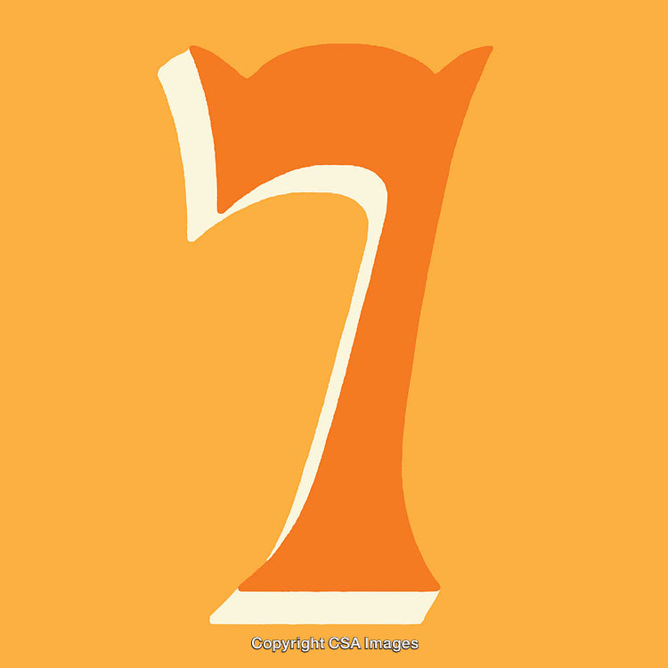 Bold Artistic Representation of the Number Seven on Orange Background