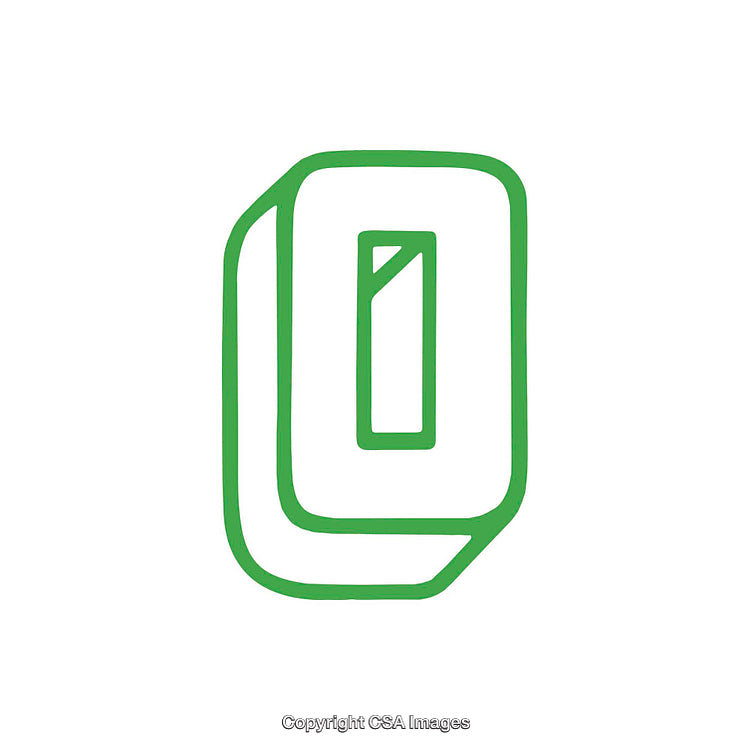 Green Outlined Stylized Letter O on White Background for Graphic Design
