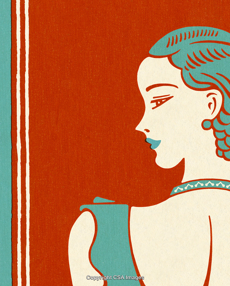 Vintage Illustration of a Woman in Profile With Retro Artistic Style