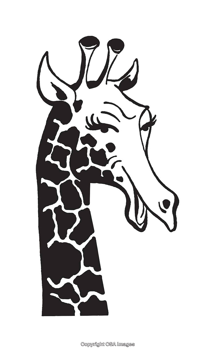 Stylized Line Art Illustration of a Giraffe in Black and White