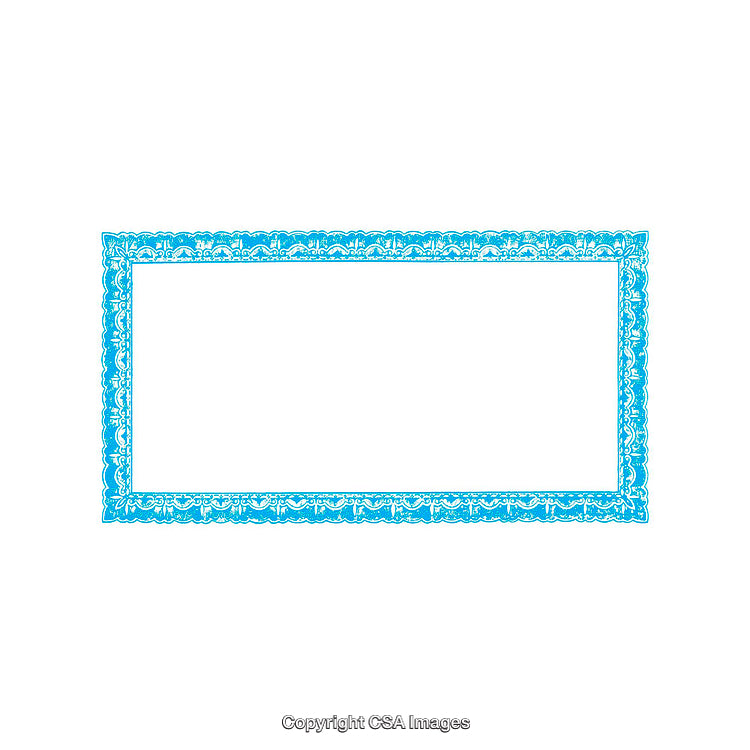 Decorative Rectangular Blue Border With Ornamental Pattern on White Background