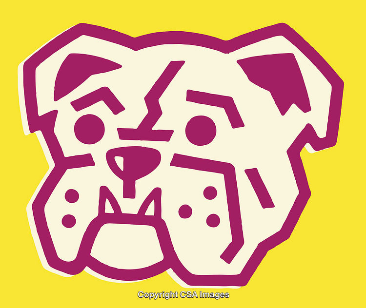 Bold Colorful Bulldog Illustration on Vibrant Yellow Background
