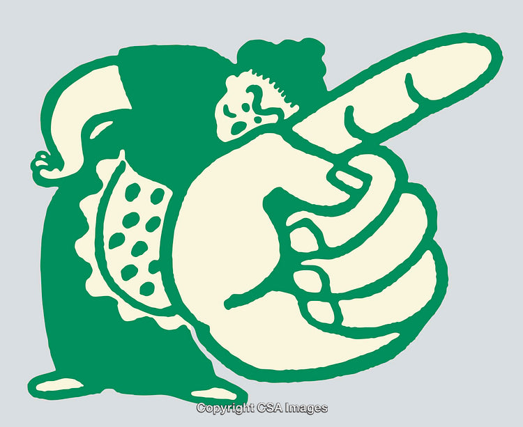 Illustrated Character Pointing Forward With Bold Stylized Design