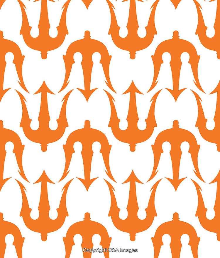 Abstract Orange Trident Pattern on White Background for Creative Design