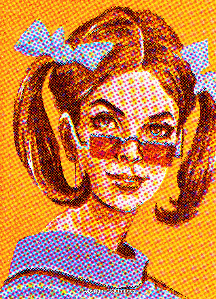 Retro Illustration of a Woman in Sunglasses with a 70s Style