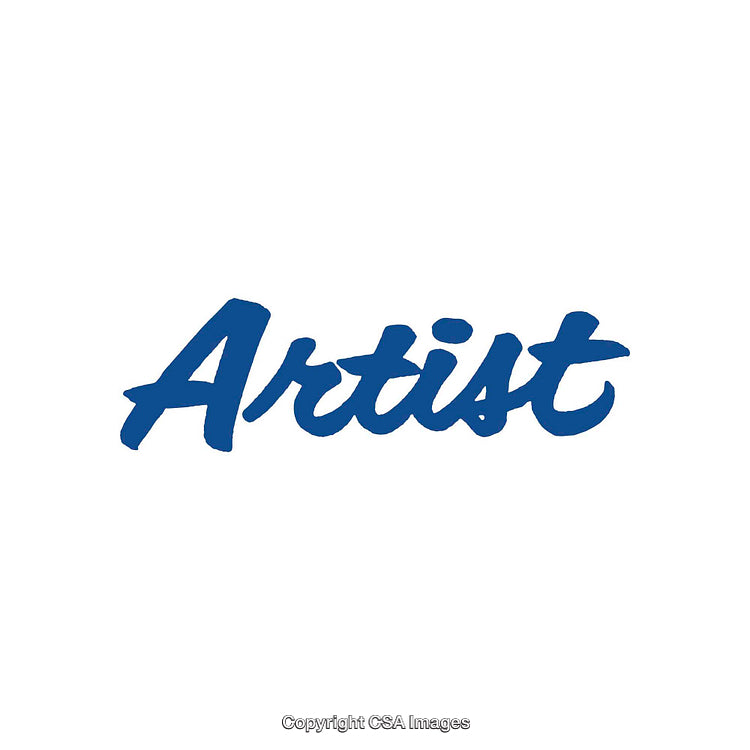 Handwritten Blue Brush Script Highlighting the Word Artist